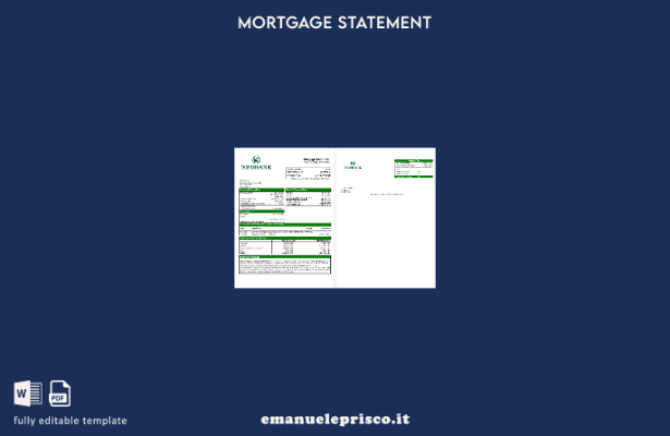 estratto conto del mutuo Nedbank del Sud Africa in stile verificato nel modello 